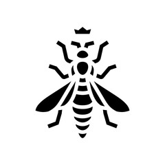 bee queen crown icon glyph icon vector illustration