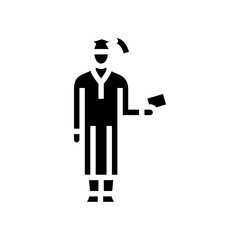 intern graduation cap and id glyph icon vector illustration