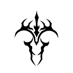 Striking abstract tribal symbol featuring sharp, flowing lines. Ideal for powerful brand identity, gaming logos, emblems, and edgy tattoo designs. A mystical mark.