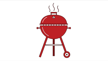 A simple illustration of a red kettle grill with rising smoke