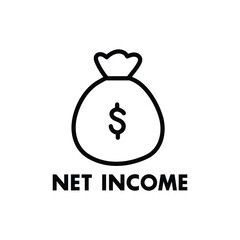 Net Income, Profit, and Financial Revenue Bag Icon