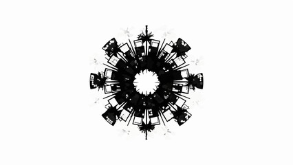 Abstract circular pattern with sharp geometric shapes radiating from the center