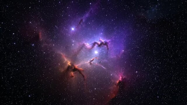 Cosmic Dust Particles in Zero Gravity with empty space 3d render abstract effect product showcase style featuring nebula, space,