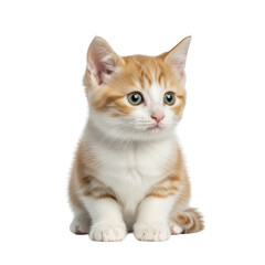 Obraz premium Orange and white kitten sitting on black background