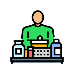 biohacker desk supplements color icon vector illustration