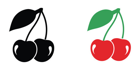 Cherry logo vector icon, Cherry fruit vector illustration