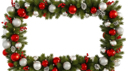 christmas frame with holly berries