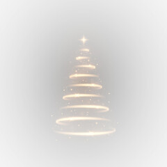 Holiday Christmas tree with sparkling ornaments and shining star.