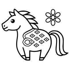 Cute Cartoon Horse Coloring Page for Kids