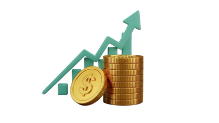 business graph with golden coins