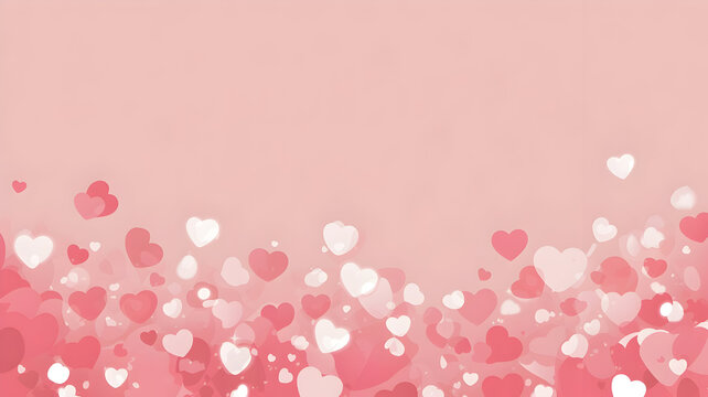 Falling red and white hearts on a soft pink background for valentine s day
