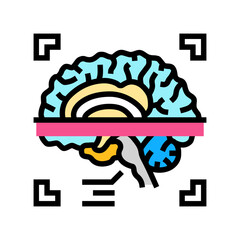brain biometric scanner color icon vector illustration