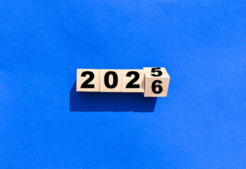 2025 to 2026 new year word on wooden cube