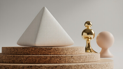 Golden businessman in a suit with a pyramid and triangle symbol illustration or vector icon design