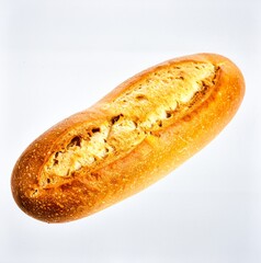 Whole crispy baguette bread isolated on white background, bakery product and homemade food concept