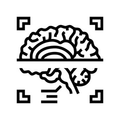 brain biometric scanner line icon vector illustration