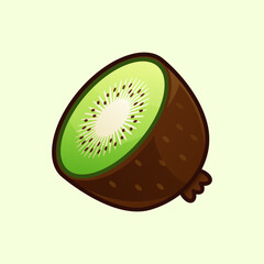 Cute Colorful Kiwi Illustration &ndash; Gradient Fresh Tropical Fruit Vector for Healthy Food, Organic Market, and Modern Graphic Design