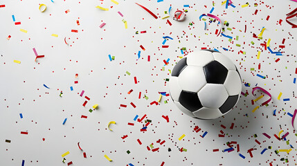 colorful soccer ball with fireworks