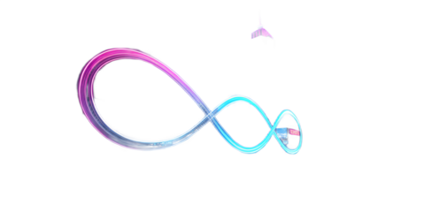 Colorful Neon Infinity Loop Light Trail on White Background