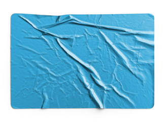 Creased Blue Metallic Sticker With Wrinkles and Bends