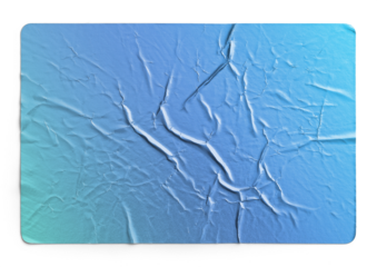 Blue Gradient Metallic Crumpled Sticker With Folded Creases