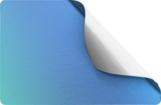 Diagonal Corner Peel Blue Gradient Sticker Mockup isolated on transparent background - Powered by Adobe