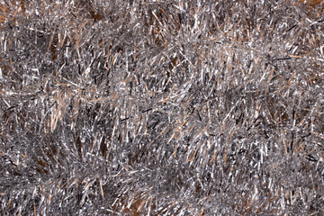 christmas decoration with silver and silver shiny tinsel