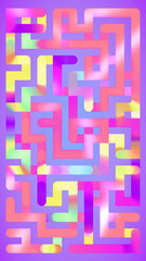 abstract geometric background of pastel neon maze, multicolored horizontal wallpaper with holographic effect