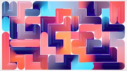 abstract background of colorful neon maze, modern flat labyrinth mosaic wallpaper, multicolored gradient geometric stripes