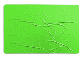 Soft Green Metallic Crumpled Sticker With Folded Creases