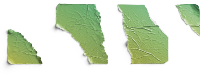 Torn Green Gradient Metallic Stickers Set of Four Pieces