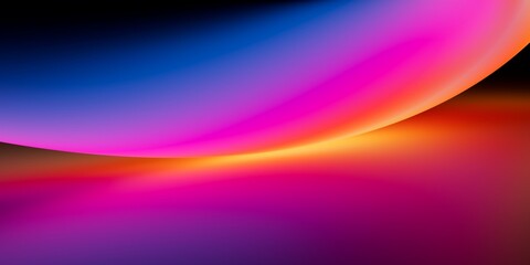 Abstract neon background. Pink yellow and blue gradient on black, futuristic digital artwork. 3d illustration
