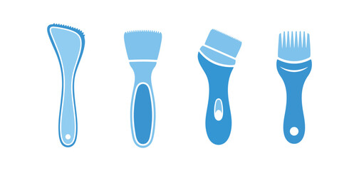An uncomplicated ultrasonic skin scrubber spatula with four varied designs. Vector illustration
