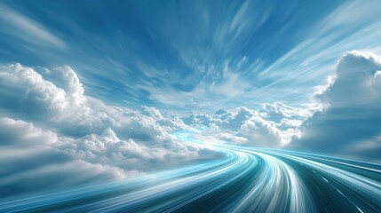 Road to the sky motion and speed concept