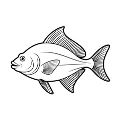 Simple Fish Line Art Vector for Kids Coloring Page