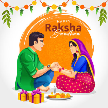 Editable creative Raksha Bandhan festival greeting card and template banner for sales promotion advertisement. A festival of brother-sister bond