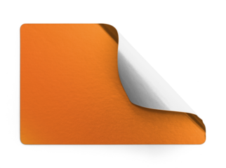 Diagonal Corner Peel Orange Metallic Sticker Mockup