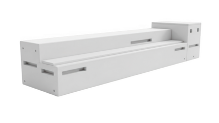 Abstract White Geometric Structure with Rectangular Openings Isolated shape form