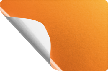 Peeling Orange Metallic Sticker isolated on transparent background