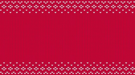 Red knitted seamless pattern. Winter ornament