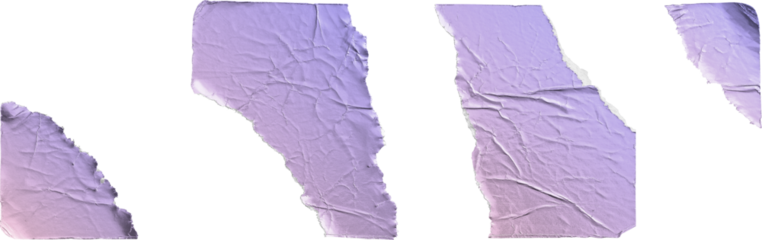 Torn Pastel Gradient Stickers Set of Four Pieces isolated on transparent background