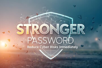 Strong Password Text With Protective Shield Protecting Data