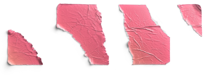 Torn Pink Gradient Metallic Stickers Set of Four Pieces