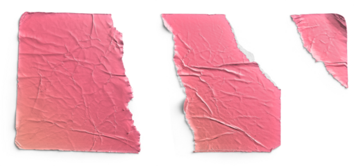 Torn and Folded Pink Gradient Metallic Sticker Pieces