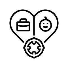 different life goals couple line icon vector illustration