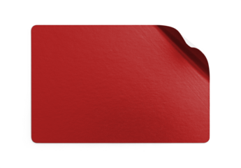 Red Metallic Sticker With Slightly Curled Top Corner