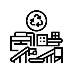 recycling process e waste pollution line icon vector illustration