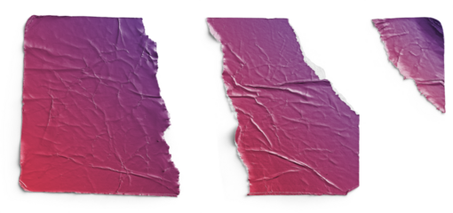 Torn and Folded Red Purple Metallic Sticker Pieces