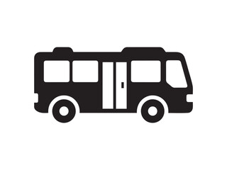 Black minimalist bus icon representing public transport and travel services.