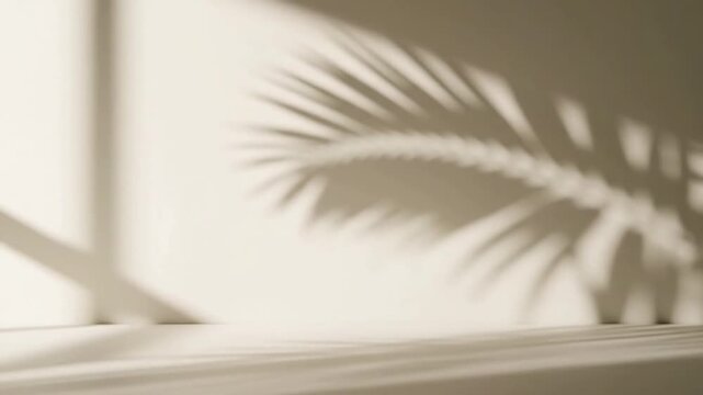 Wall texture with palm shadow movement with palm tree shadow behind wall effect product showcase style featuring product showcase,